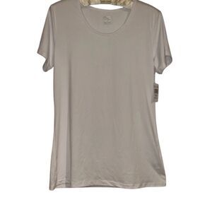 *New* 32 Degrees Cool White Scoop Neck Jersey Knit Short Sleeve Tee Ladies Large